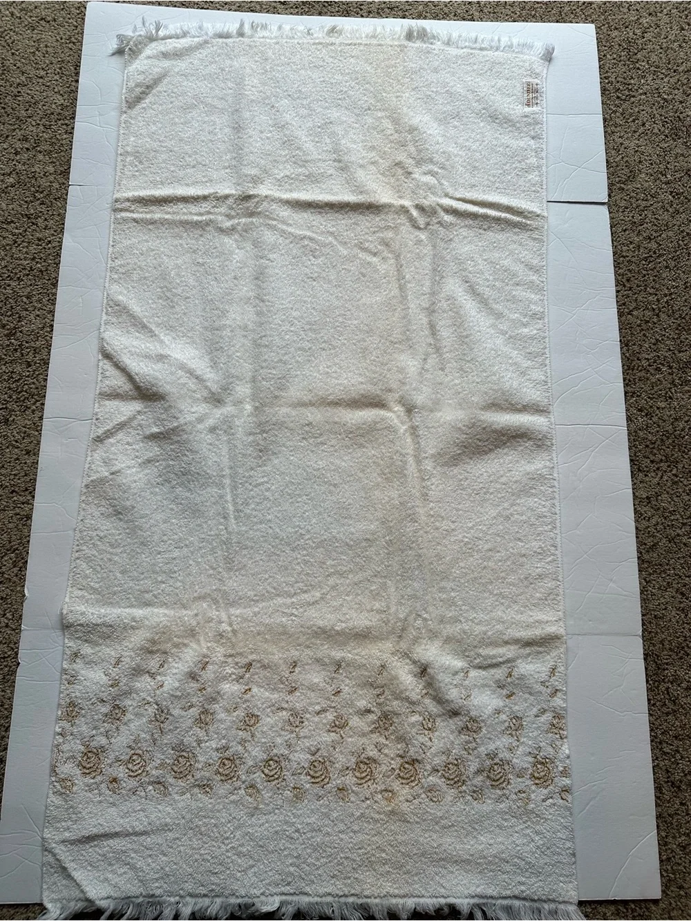 Vintage Dundee Gold Rose Towel Set Of 3 Hand Towel Wash Cloth Bath Towel Fringe